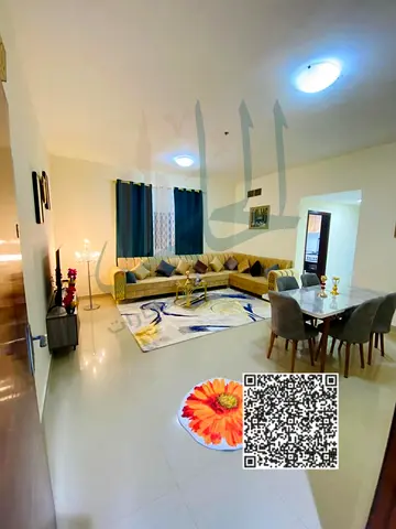 A fully furnished one-bedroom apartment with a living room is available for monthly rent, including all bills, in Al Nuaimiya 2, near Safeer Mall.