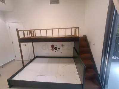Queen size bedroom set with upper single bunk bed . Made of solid wood