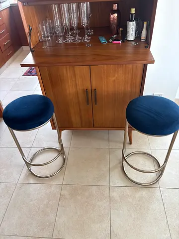 West Elm Blue Velvet Barstools