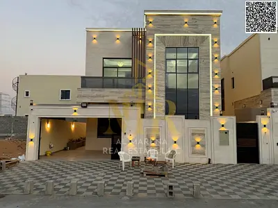 Luxury villa for sale in Al Helio 2. Elegant design featuring 5 spacious bedrooms and ultra-luxurious finishes in a strategic location in Ajman 🏡✨