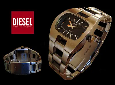 Diesel Stainless Steel Mens Watch - Black Dial,