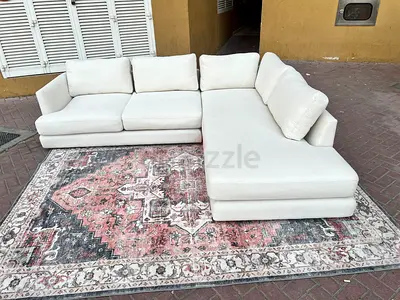 West L Shape Sofa Beige Excellent Condition