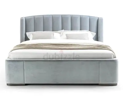 Upholstered Velvet Double Bed Frame with Padded Headboard