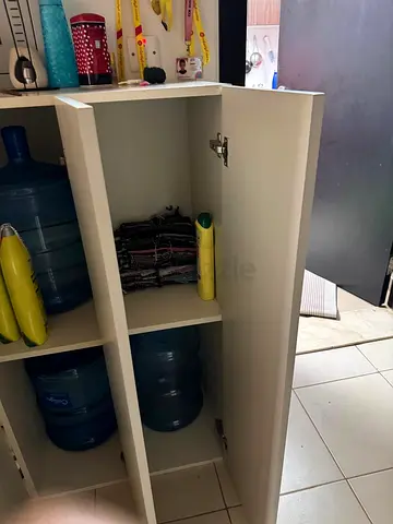 White Tall Storage Cabinet with Shelves - Good Condition