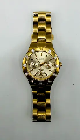 Guess Glisten Analog Gold Dial Gold Steel Strap Watch For Women