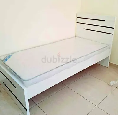 Brand New Single white wooden bed frame with mattress