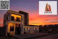 Brand new villa for annual rent in Al Helio 2 with large front yard waterfall feature and premium fi