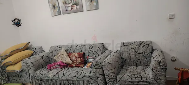 3-seater Sofa with Matching Armchairs - Grey Patterned Fabric