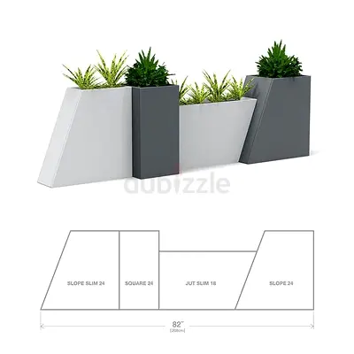 Modern Modular Outdoor Planter Set — Geometric Slate  White (4 pieces)