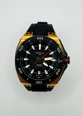 Certina DS Eagle Black Dial Black Rubber Watch