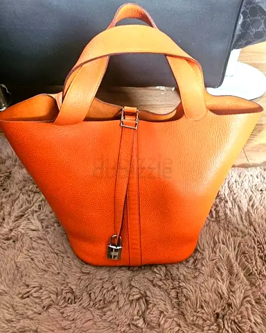 Authentic Hermes Picotin 26 Orange Leather Tote Bag