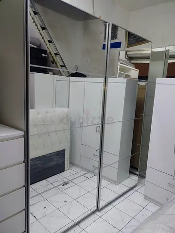 Large Mirrored Sliding Wardrobe - 3 Doors, Good Condition