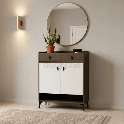 Compact Two-Tone Storage Cabinet with Drawers and Shelves