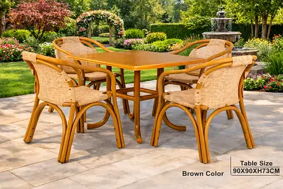Modern Brown Outdoor Table  Chairs Set – Stylish 4 Seater Rattan Dining Set for Garden  Terrace