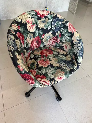IKEA Floral Upholstered Swivel Accent Chair — Good Condition