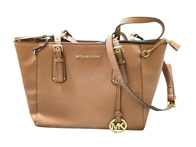 Michael Kors Large Brown Saffiano Leather Tote Bag with Shoulder Strap