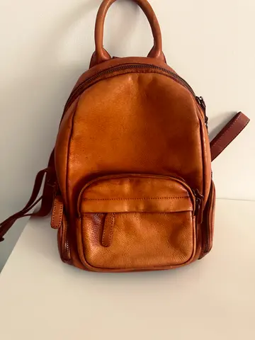 Premium brown leather backpack (calf leather, US import)