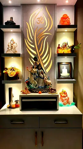Built-in Decorative Pooja/Display Cabinet with Backlit Shelves