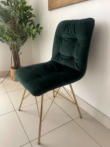 Set of 6 Dark Green Velvet Dining Chairs