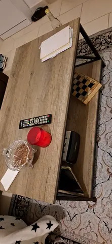 Small wooden coffee table with metal frame - light oak finish