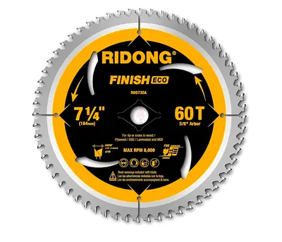 RIDONG  7-1/4 Inch 60 Tooth Circular Saw Blade with 5/8 Inch Arbor ATB finishing for Wood cutting