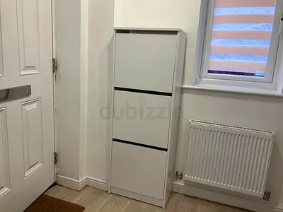Slim White 3-Drawer Shoe Cabinet — Good Condition