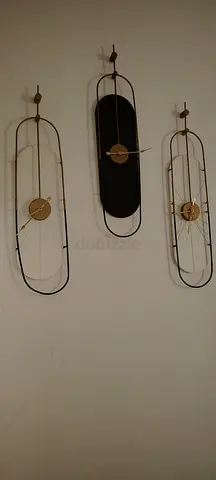 Set of 3 Modern Metal Wall Clocks / Decorative Wall Art