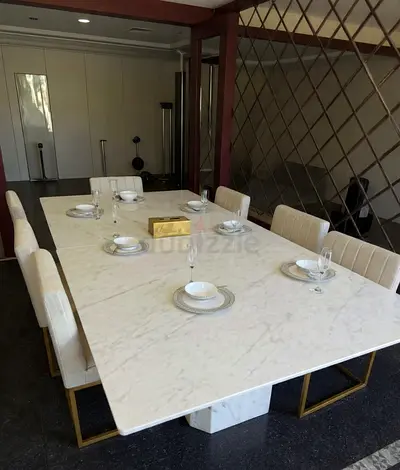 High quality 2xL home Brand Dining table With 7 chairs original marble