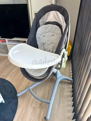 3-in-1 Baby High Chair with Removable Tray and Reclining Seat (Gray)