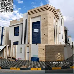 Luxury Corner Villa for Sale in Al Zahya Ajman 7 Master Bedrooms Majlis 2 Halls Rooftop Indoor Parki