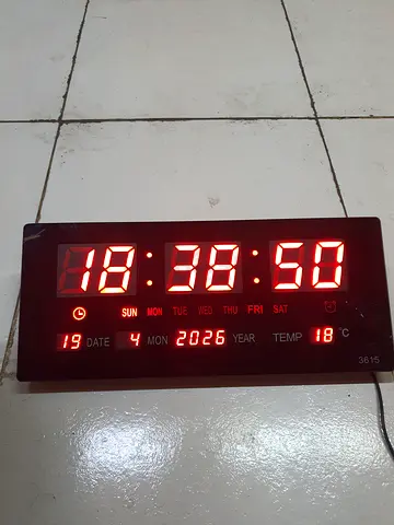 Large LED Digital Wall Clock with Date, Temperature and Day Display
