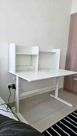 Compact White Study/Computer Desk with Upper Shelf - Good Condition