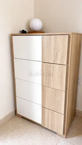 IKEA 4 Drawer Chest - Light Oak  White, Good Condition