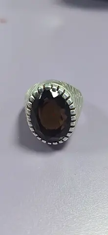 Large Smoky Quartz Stone with 990 Silver Aref Designer Ring