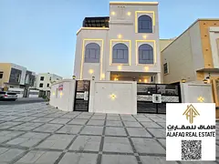Luxury villa for sale in Al Amerah, 7 master bedrooms, high-end finishing, double stone façade, Ger