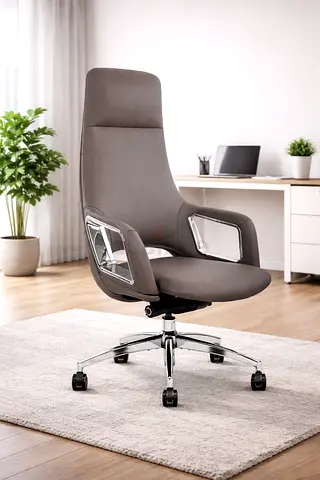 Modern Brown Office Chair with Adjustable Height  Tilt Lock – High Back Manager Chair for Office