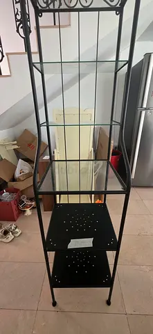 Black Metal Bakers Rack / Kitchen Shelf - 4 Tiers, Good Condition