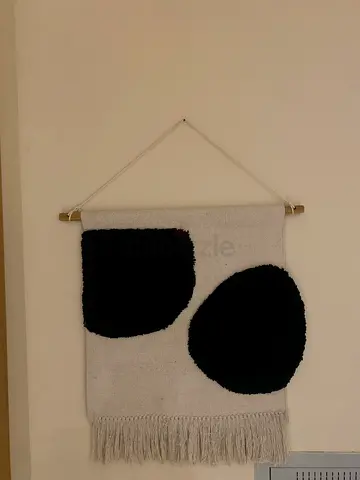 Handwoven Wall Hanging Rug with Black Dot Design