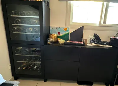 IKEA Besta bar cabinet with wine rack - black, good condition