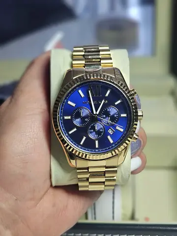 Gold-tone Men’s Chronograph Watch with Blue Dial