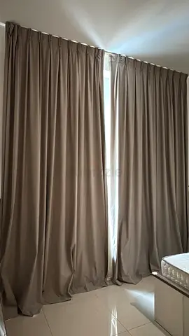 Full-length blackout curtains in neutral taupe (pair)