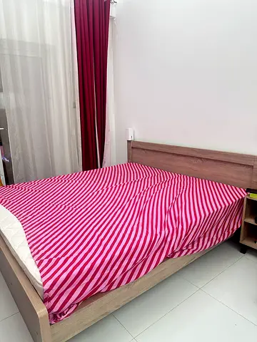 MOVE OUT SALE ‼️ King Wooden Bed with Mattress and side table — Light Oak Finish 200X240