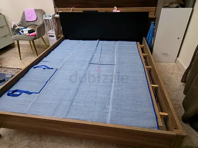 King Size Wooden Bed Frame with Headboard - Good Condition