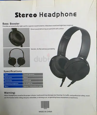 Stereo Bass Booster Headphones - Closed, Cushioned Over-Ear