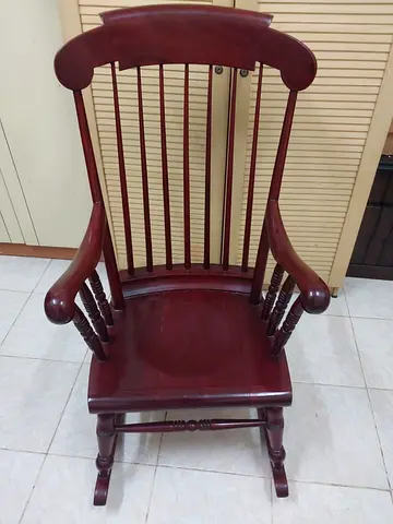 Solid Wood Rocking Chair - Classic Mahogany Finish