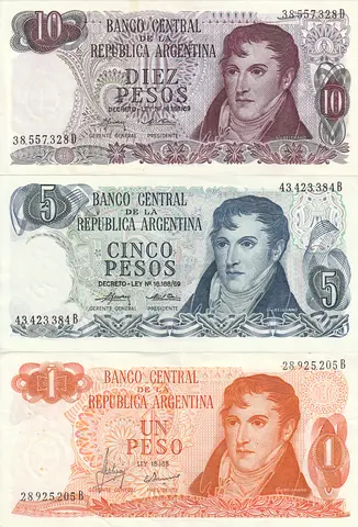 ARGENTINA BANKNOTE MINI SET 1970-73