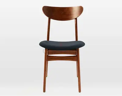 Set of 2 Solid Wood Dining Chairsp with Padded Seat - Midcentury Style — BRAND NEW