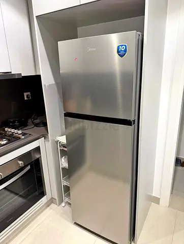 Midea Stainless Steel Top-Freezer Refrigerator – Good Condition