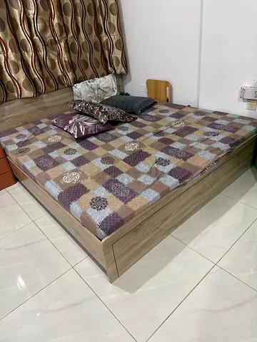 Wooden Platform Bed Frame with Mattress - Good Condition mattress is ortho type karnak k make