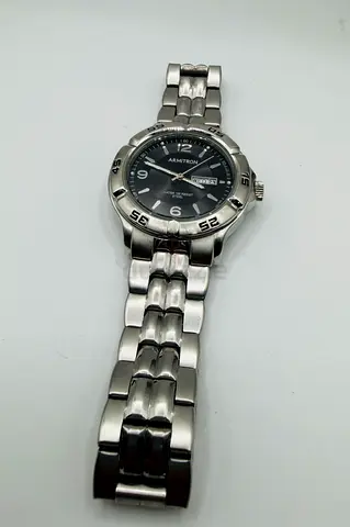 Armitron Mens Silver-Tone and Black Day Date Dress Watch